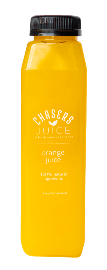 Bottle of chasers juice orange juice