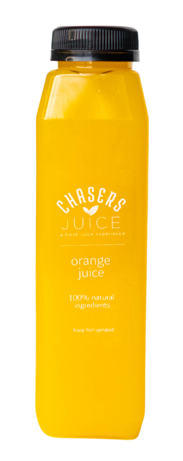 Bottle of chasers juice orange juice